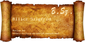 Bilicz Szigfrid névjegykártya